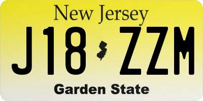 NJ license plate J18ZZM