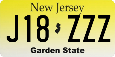NJ license plate J18ZZZ