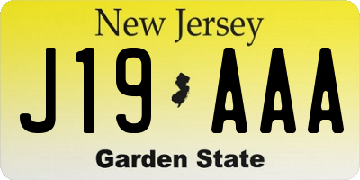 NJ license plate J19AAA
