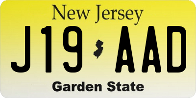 NJ license plate J19AAD