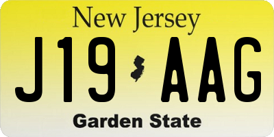 NJ license plate J19AAG
