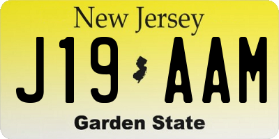 NJ license plate J19AAM