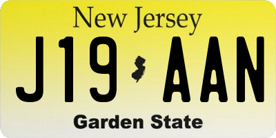 NJ license plate J19AAN