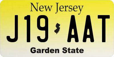 NJ license plate J19AAT
