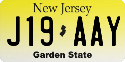 NJ license plate J19AAY