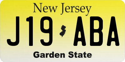NJ license plate J19ABA