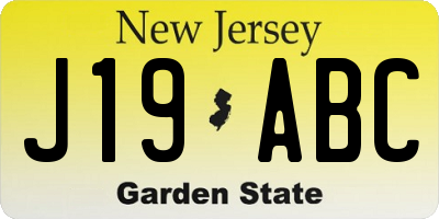 NJ license plate J19ABC