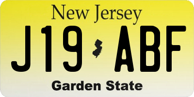 NJ license plate J19ABF
