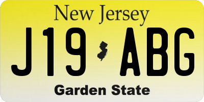 NJ license plate J19ABG