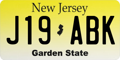 NJ license plate J19ABK