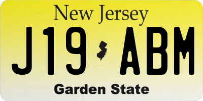 NJ license plate J19ABM