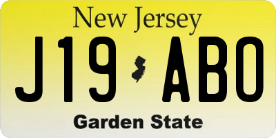 NJ license plate J19ABO