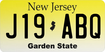 NJ license plate J19ABQ
