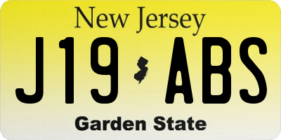 NJ license plate J19ABS