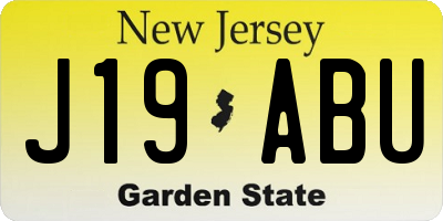 NJ license plate J19ABU