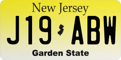 NJ license plate J19ABW