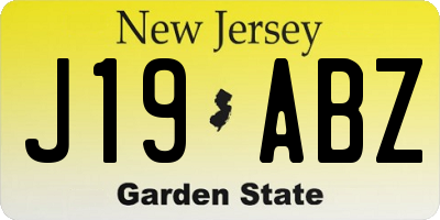 NJ license plate J19ABZ
