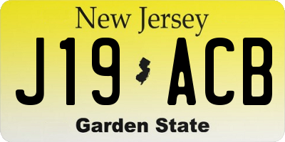 NJ license plate J19ACB