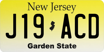 NJ license plate J19ACD