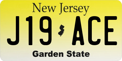NJ license plate J19ACE