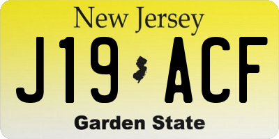 NJ license plate J19ACF