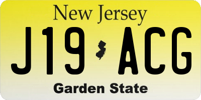 NJ license plate J19ACG