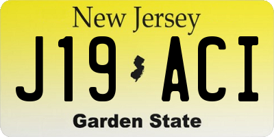 NJ license plate J19ACI