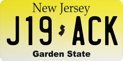 NJ license plate J19ACK