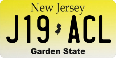 NJ license plate J19ACL