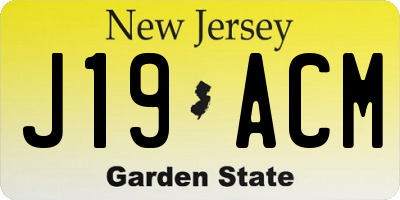 NJ license plate J19ACM