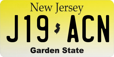 NJ license plate J19ACN