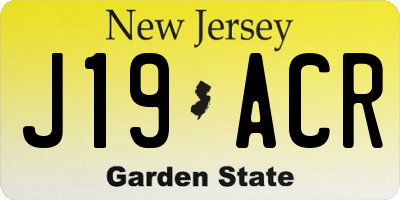 NJ license plate J19ACR