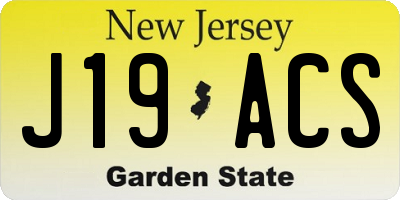 NJ license plate J19ACS