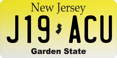 NJ license plate J19ACU
