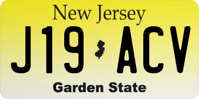 NJ license plate J19ACV