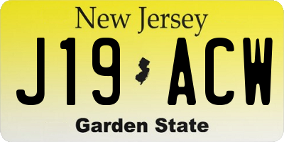 NJ license plate J19ACW