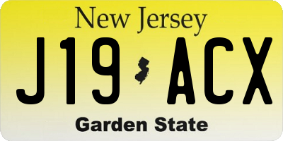 NJ license plate J19ACX