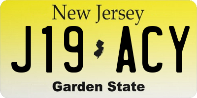 NJ license plate J19ACY
