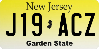 NJ license plate J19ACZ