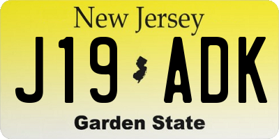 NJ license plate J19ADK