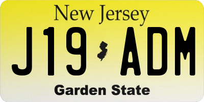 NJ license plate J19ADM