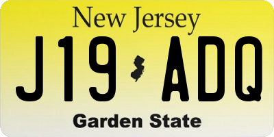 NJ license plate J19ADQ