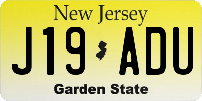 NJ license plate J19ADU