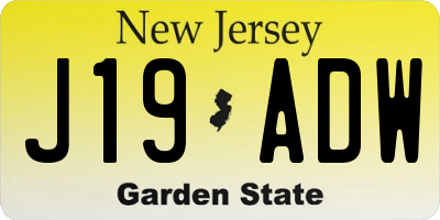 NJ license plate J19ADW