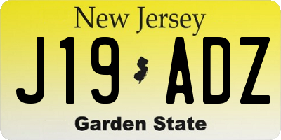 NJ license plate J19ADZ