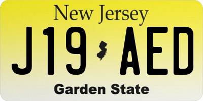 NJ license plate J19AED