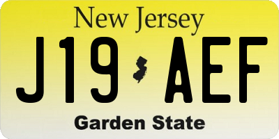 NJ license plate J19AEF