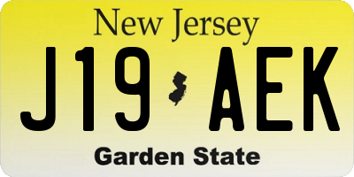 NJ license plate J19AEK
