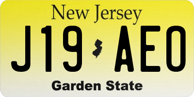 NJ license plate J19AEO