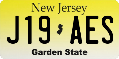 NJ license plate J19AES